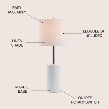 Aksel 25.5" Marble LED Table Lamp - JONATHAN Y